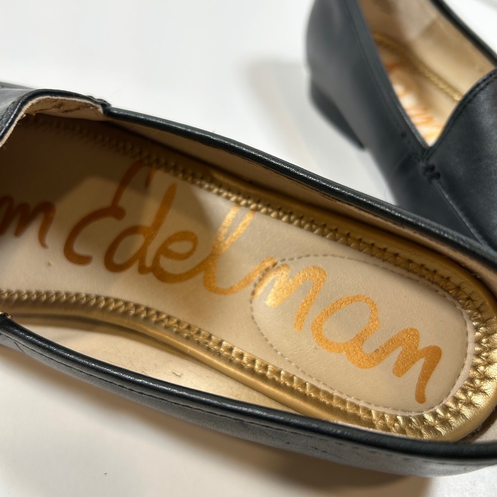 Sam Edelman Loafers Womens 6.5 Leon Black Leather Almond Toe Flats Slip On - Picture 5 of 8